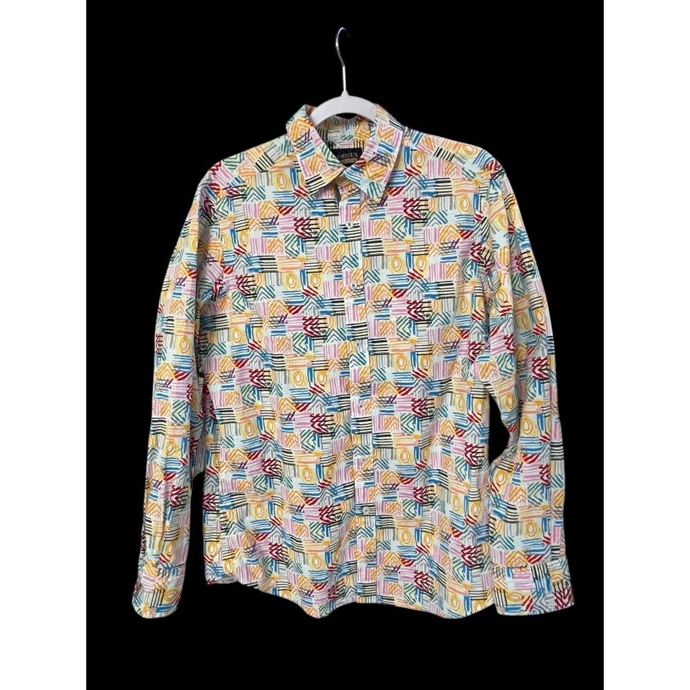 Daniel Cremieux Men’s Button-Up Shirt Geometric Print Long Sleeve L